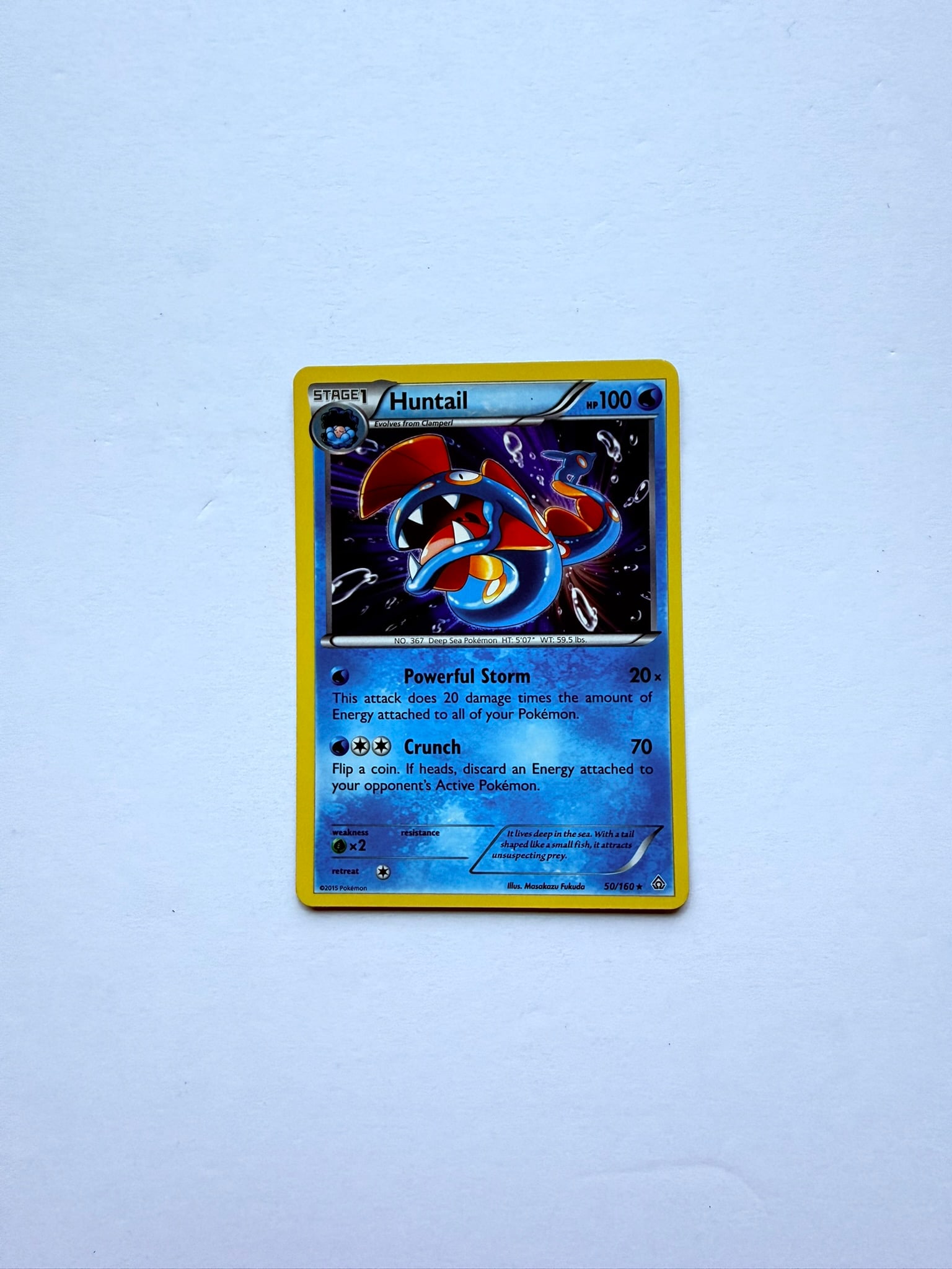 2015 Pokemon Primal Clash Huntail #50/160 Rare Trading Card: 2015 Pokémon Primal Clash Huntail #50/160 Rare card. Features the deep-sea Pokémon from the Primal Clash expansion. Great addition for Pokémon collectors, players, and master set builders.