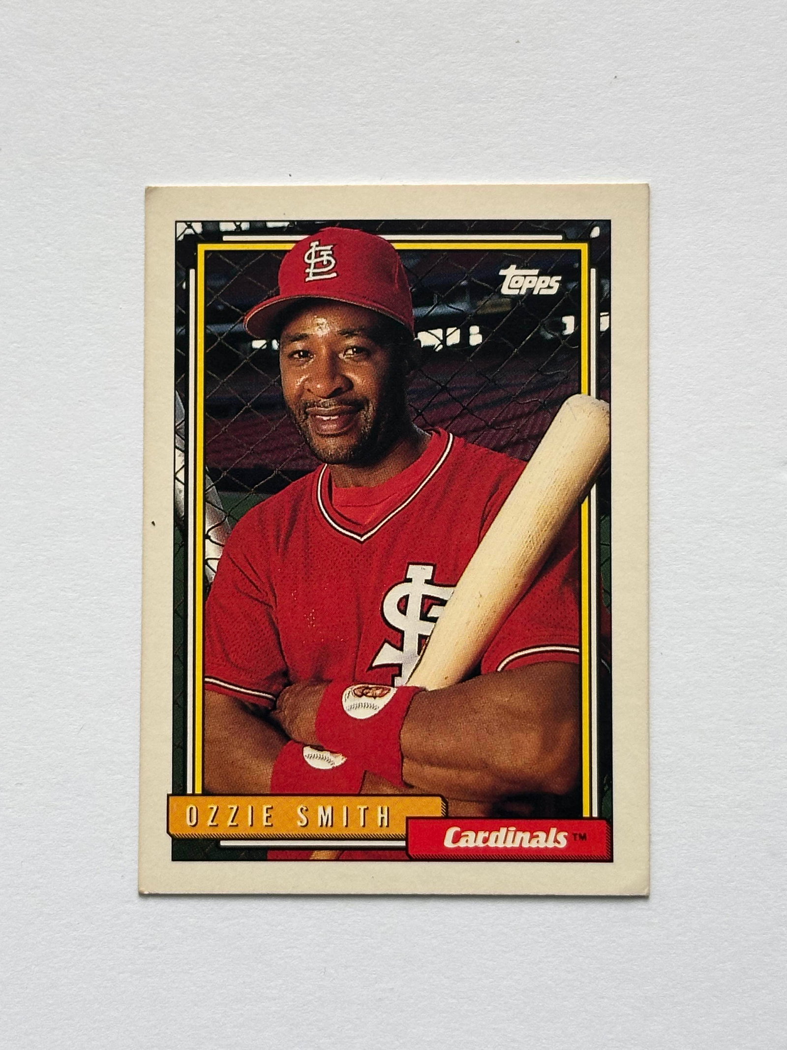 1992 Topps #760 Ozzie Smith St. Louis Cardinals Hall of Fame Shortstop Baseball Card: 1992 Topps Ozzie Smith #760 St. Louis Cardinals Hall of Fame shortstop baseball card featuring "The Wizard" defensive legend and MLB icon.