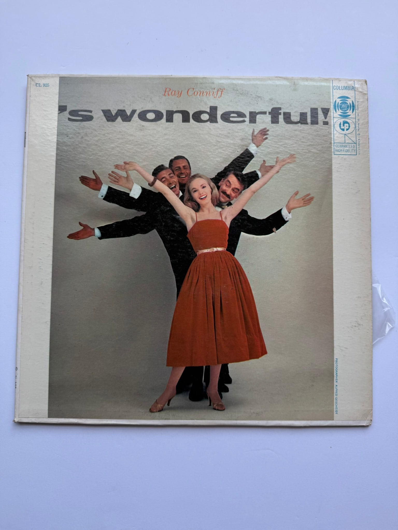 Ray Conniff – 'S Wonderful! Columbia CL 925 Mono LP: Early Ray Conniff orchestra and chorus recording featuring standards including "'S Wonderful," "Dancing in the Dark," and "Begin the Beguine." Desirable early Columbia pressing.