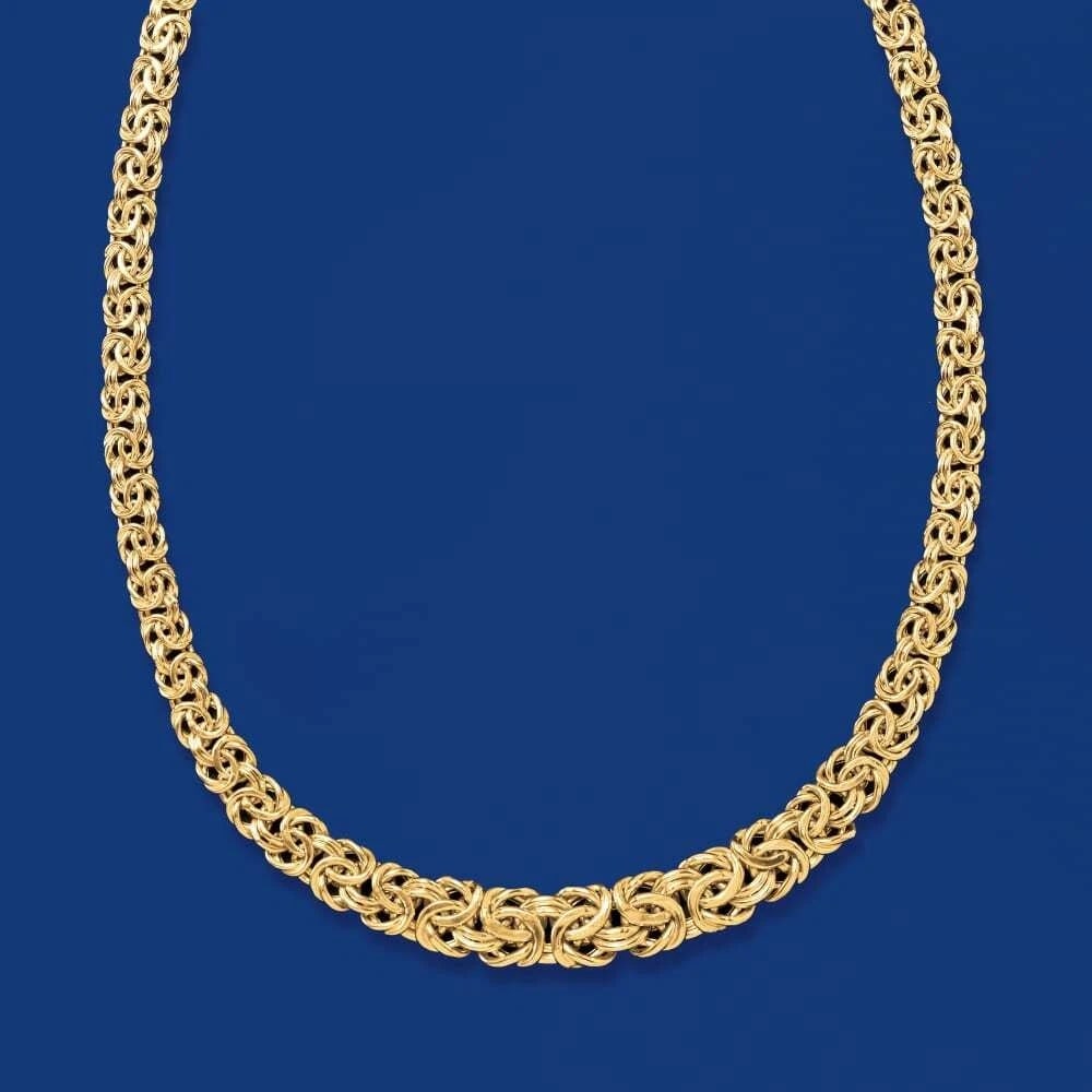 18" Graduated Byzantine Chain Necklace Lobster Lock Real 18K Yellow Gold (1 of 3)