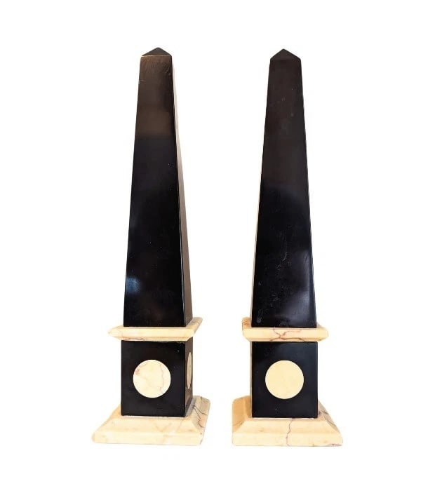 Fine Pair Antique Black Marble Obelisks Country House Grand Tour English Antique (1 of 4)