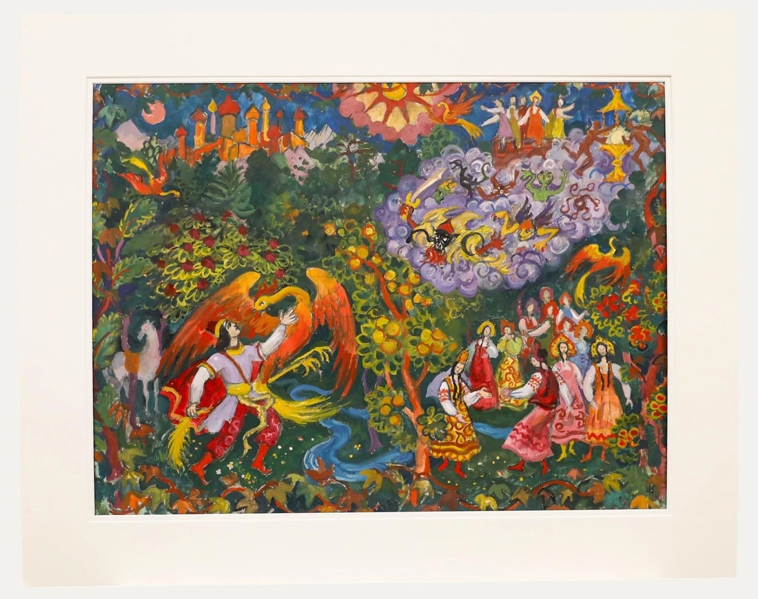 Helen Steinthal (1911-1991) - 20th Century Gouache, Battle With The Phoeni x: Helen Steinthal (1911-1991) - 20th Century Gouache, Battle With The Phoeni x . Collectible item described and presented with the specifications shown. Review all available photographs and available de