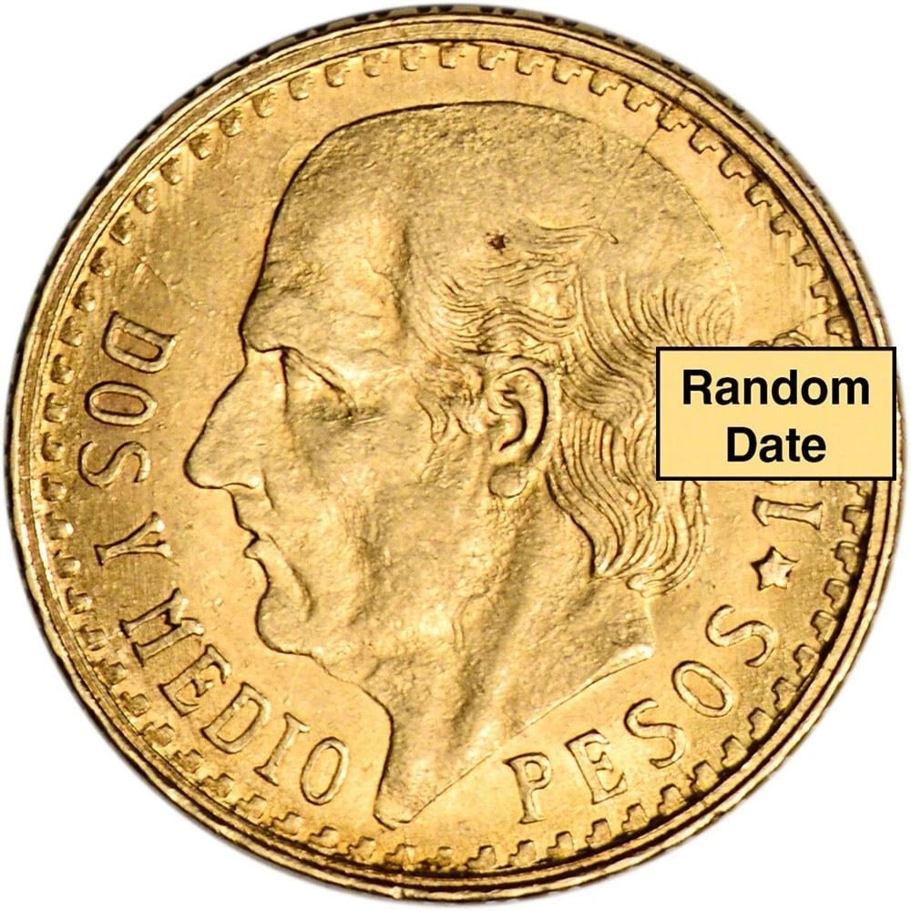 Mexico Gold 2 1/2 Peso .0603 oz - x f/Au - Random Date (1 of 2)