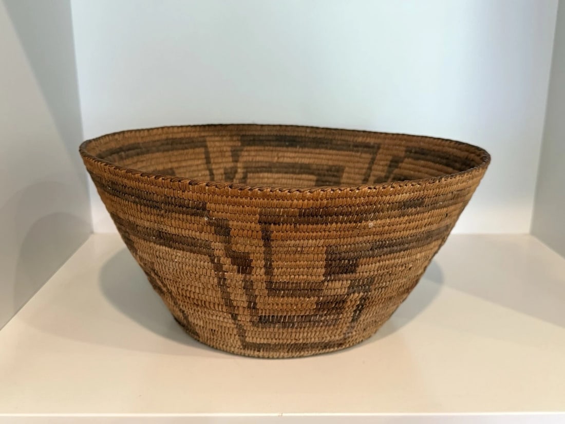 Large Antique Pima Native American Basket Bowl Geometric Design c.1880-1900 (1 of 4)