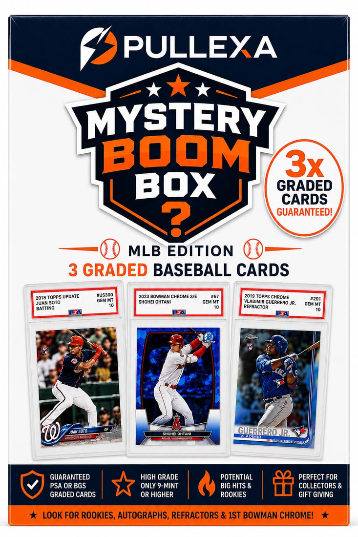 3 Graded Baseball Cards MLB Edition Gift Box | 3 PSA/BGS Graded Cards (Mint 9+ Guaranteed)