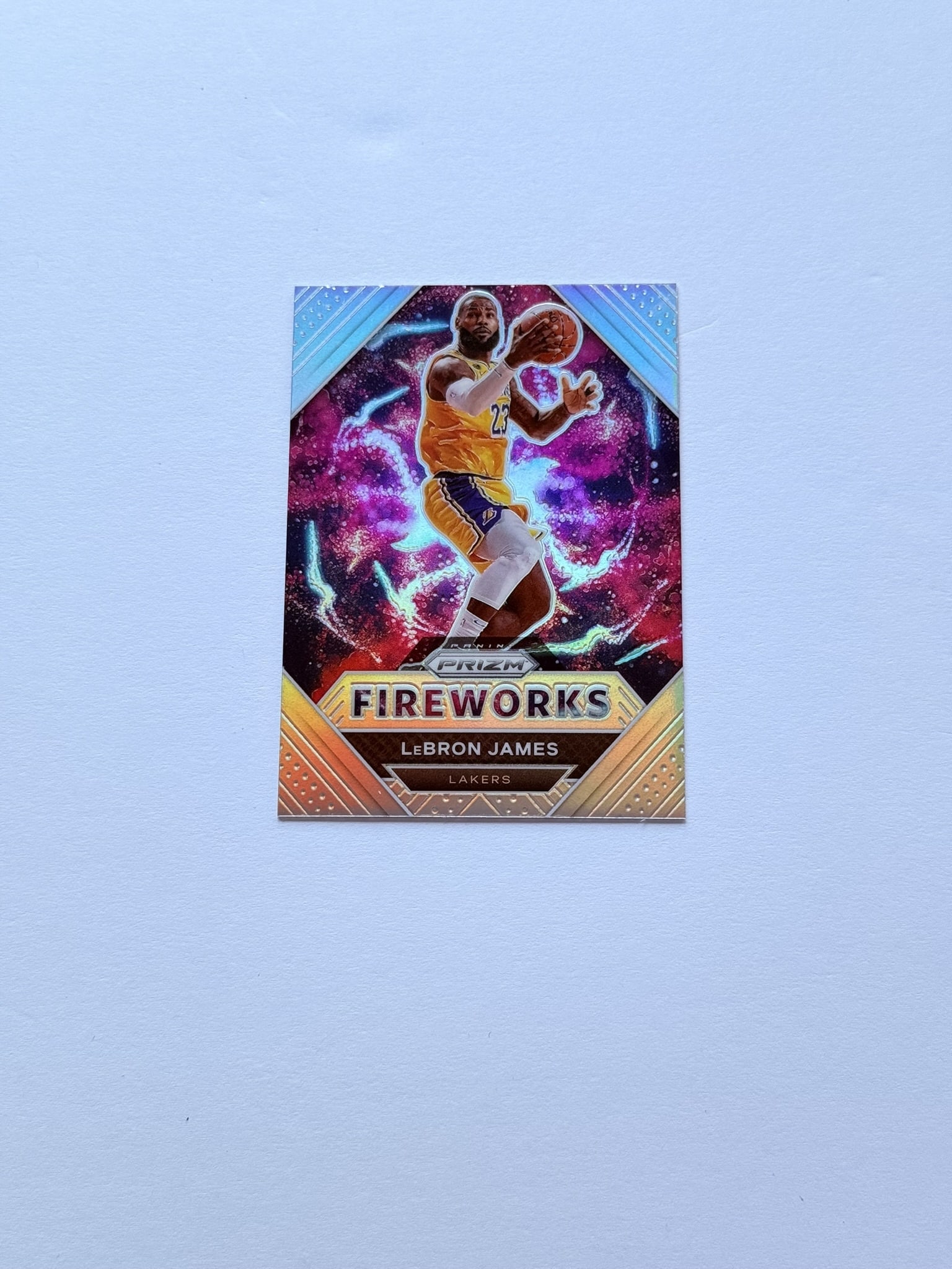2020-21 Panini Prizm Fireworks LeBron James Lakers Insert Card