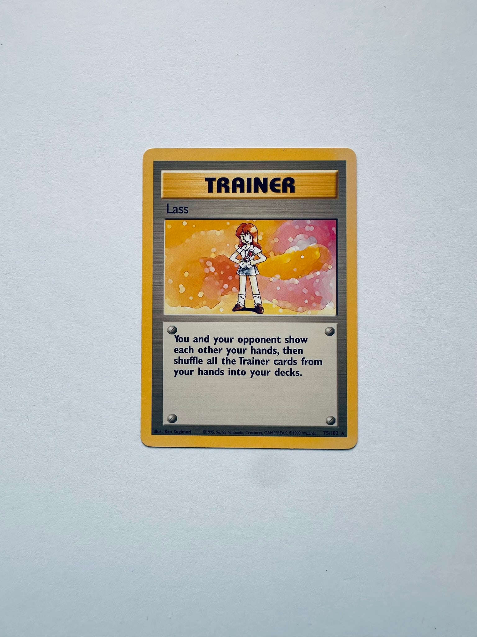 Pokémon TCG Shadowless Lass Trainer Card 75/102 Base Set Unlimited
