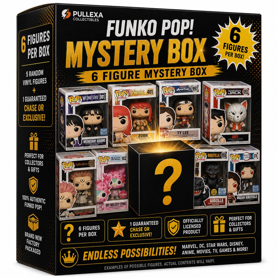 Funko Pop! Mystery 6 Pack | 5 Random Vinyl Figures + 1 Guaranteed Chase or Exclusive | New