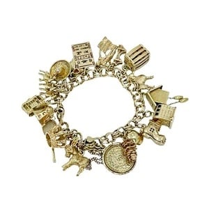 Vintage 70.1 g 14 K Charm Bracelet slot machine race tic trolley old lady +++ (1 of 7)