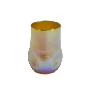 L.C. Tiffany Favrile Iridescent Gold Art Glass Vase U1669 c.1900: L.C. Tiffany Favrile Iridescent Gold Art Glass Vase U1669 c.1900. Decorative and collectible object offered with the maker, material, period, and identifying details represented as shown. Review all p