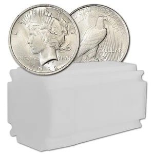 Roll of 20 US Peace Silver Dollars AU Grade Mixed Dates (1 of 1)