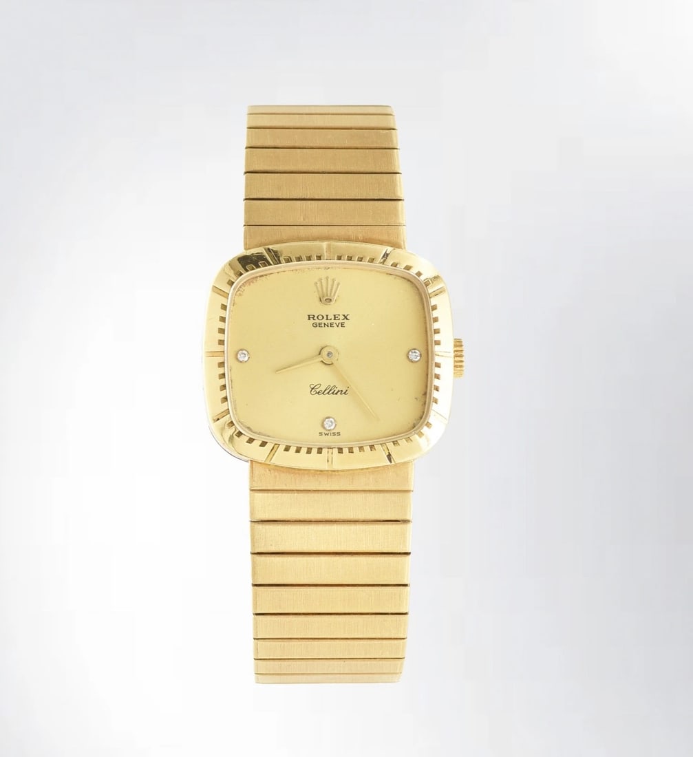 Vintage Rolex Geneve Cellini 18K Yellow Gold Diamond Ladies Watch