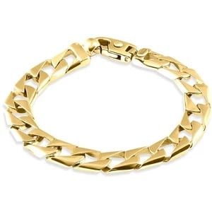 Men's 14K Yellow Gold Square Curb Link Bracelet 8.5 Inch 46g