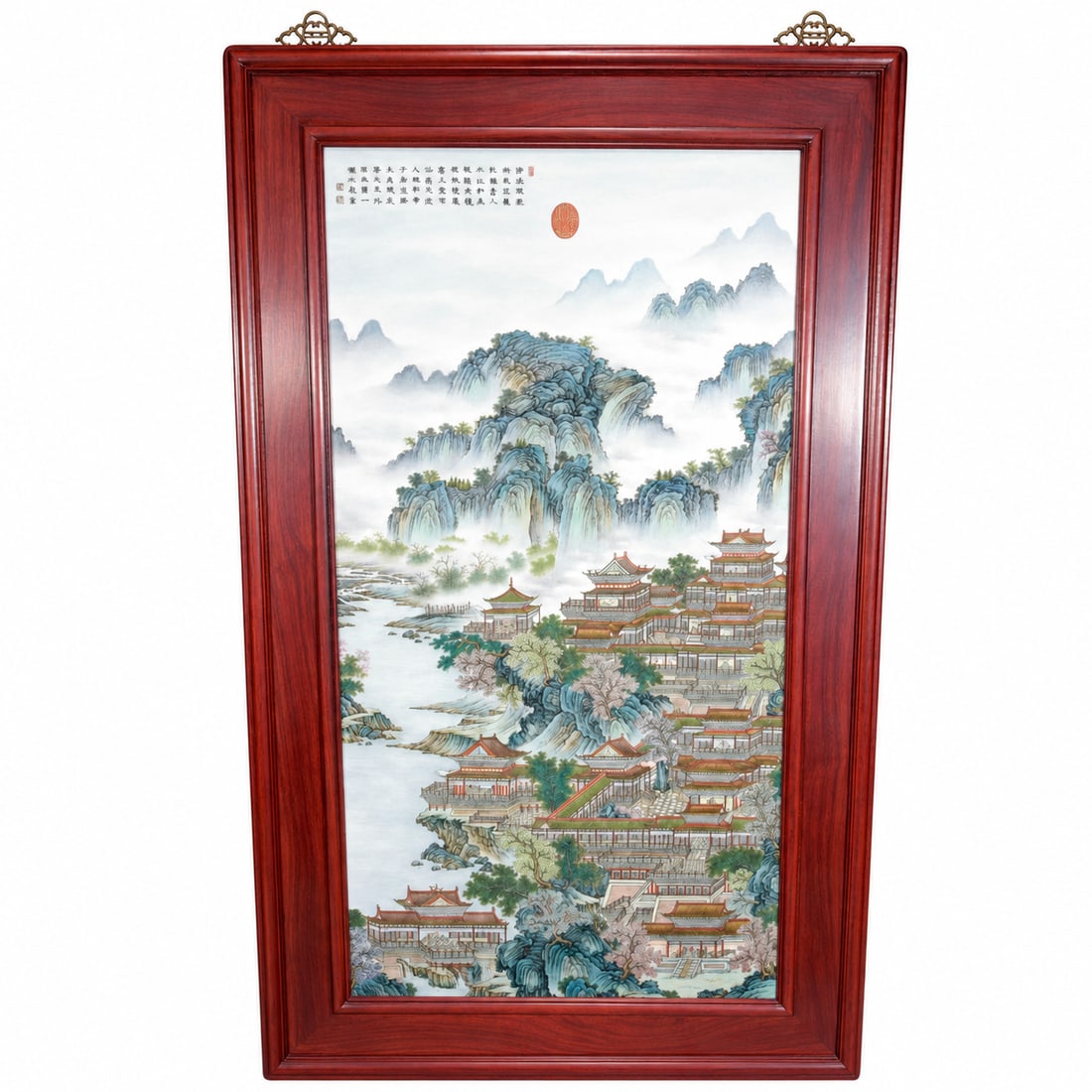 Qianlong-Style Famille-Rose Palace Landscape Porcelain Panel
