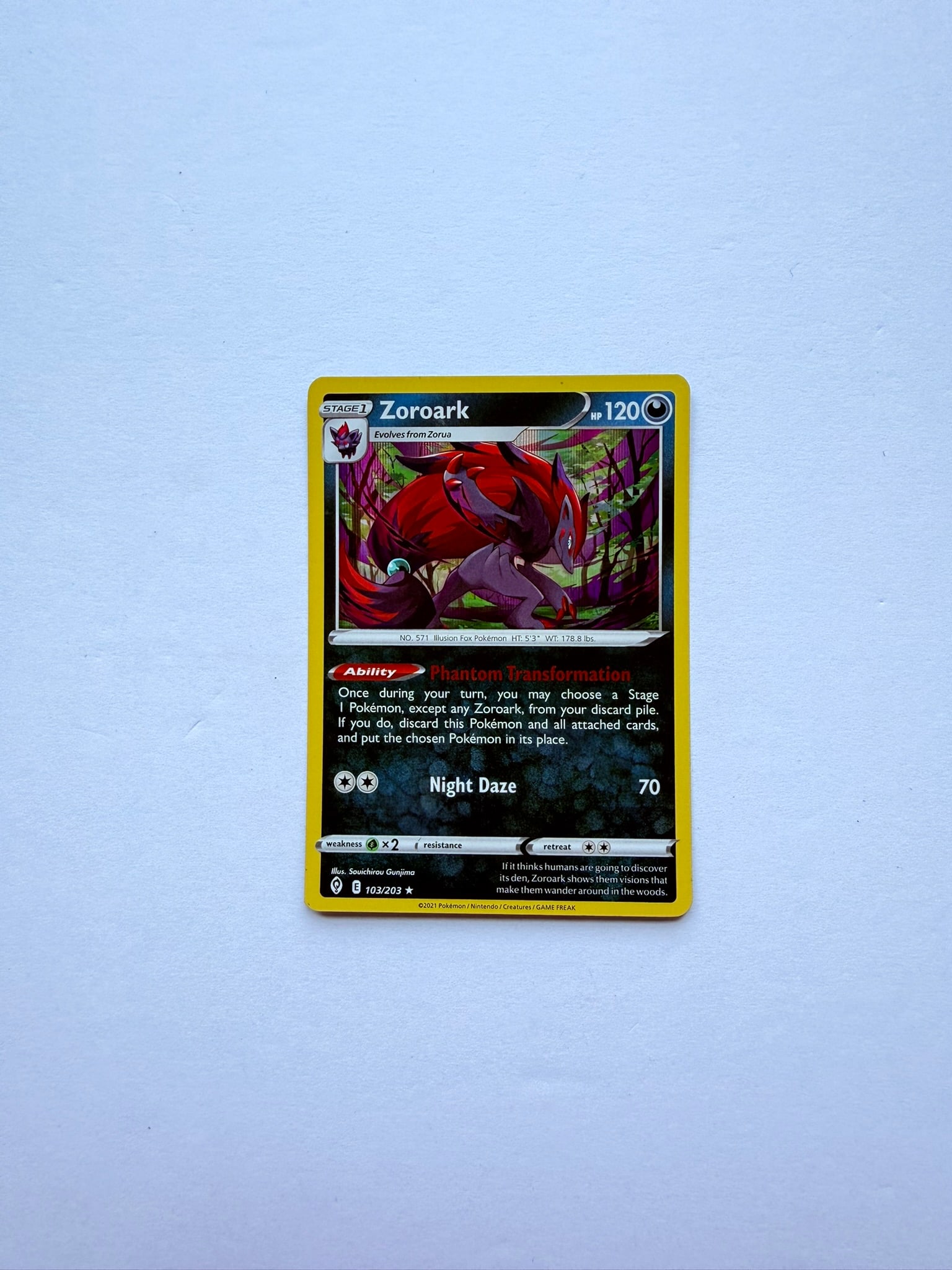 Pokémon TCG Zoroark 103/203 Evolving Skies Holo Rare Card NM