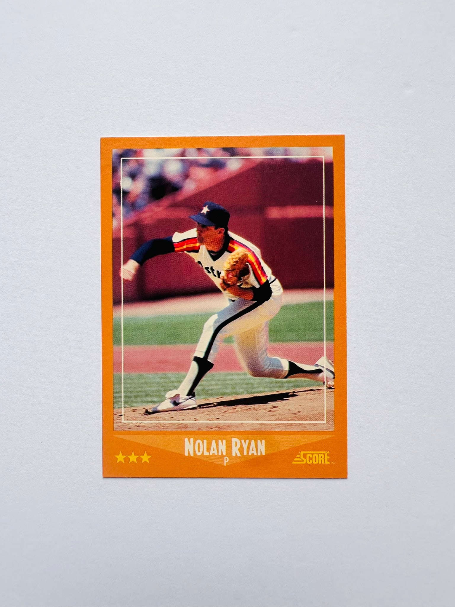 Nolan Ryan 1988 Score #575: 1988 Score base card featuring Hall of Fame pitcher Nolan Ryan with the Houston Astros.