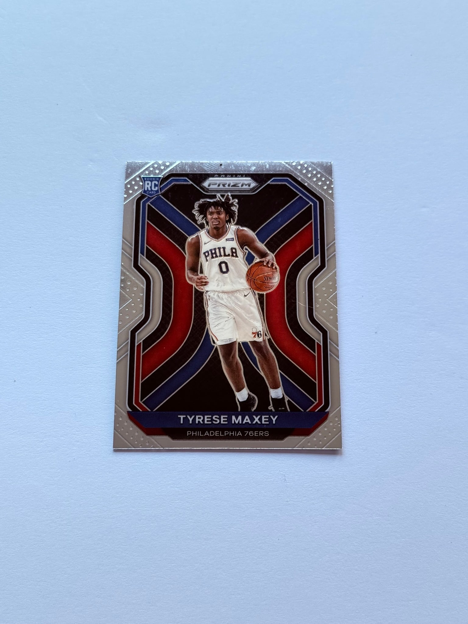 2020-21 Panini Prizm Tyrese Maxey Rookie Card #256: Rookie card of Philadelphia 76ers star Tyrese Maxey from the popular Panini Prizm basketball set.