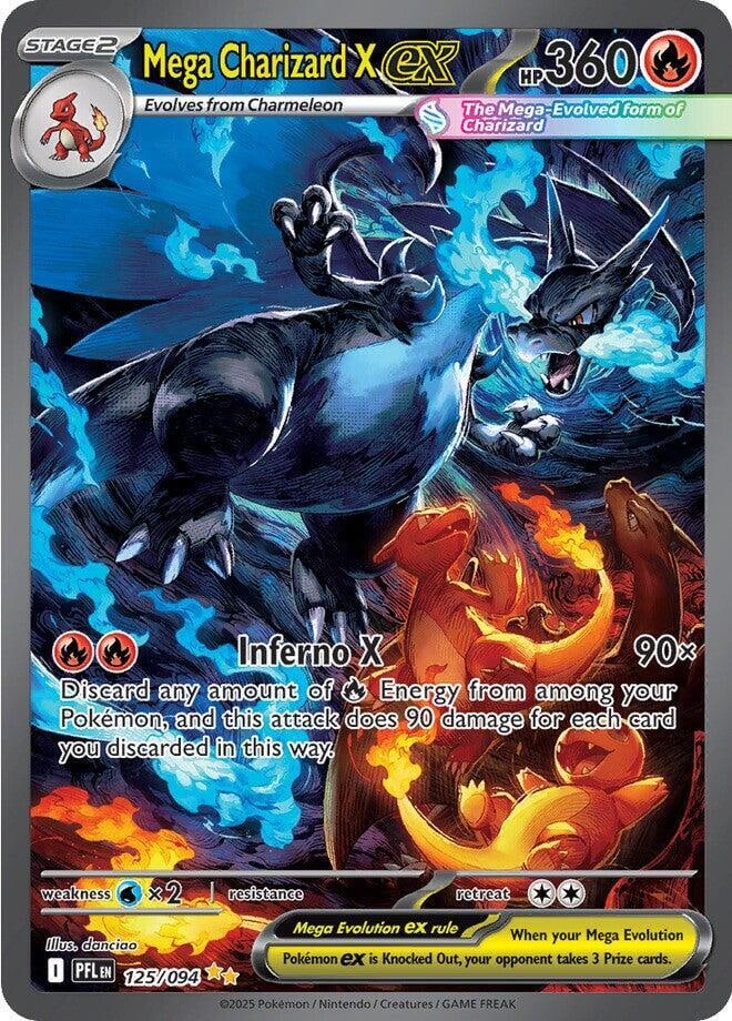 Mega Charizard X ex - 125/094 - ME02: Phantasmal Flames (PFL): Ignite your Pokémon TCG collection with Mega Charizard X ex #125/094, an incredible Special Illustration Rare (SIR) from the Mega Evolution: Phantasmal Flames (ME02) expansion.Featuring stunning artw