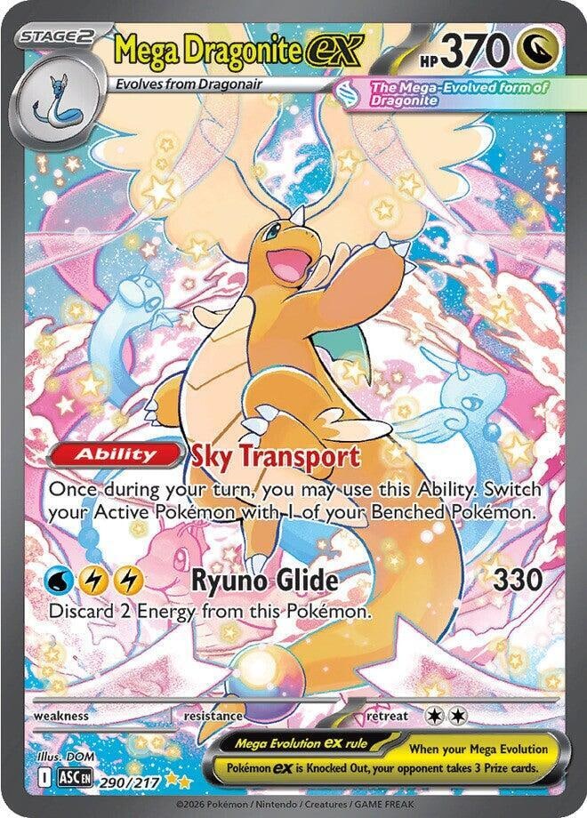 Mega Dragonite ex - 290/217 - ME: Ascended Heroes (ASC): Soar into your next Pokémon TCG collection with Mega Dragonite ex #290/217, a breathtaking Special Illustration Rare (SIR) from the Mega Evolution: Ascended Heroes (ASC) expansion.Featuring vibrant a