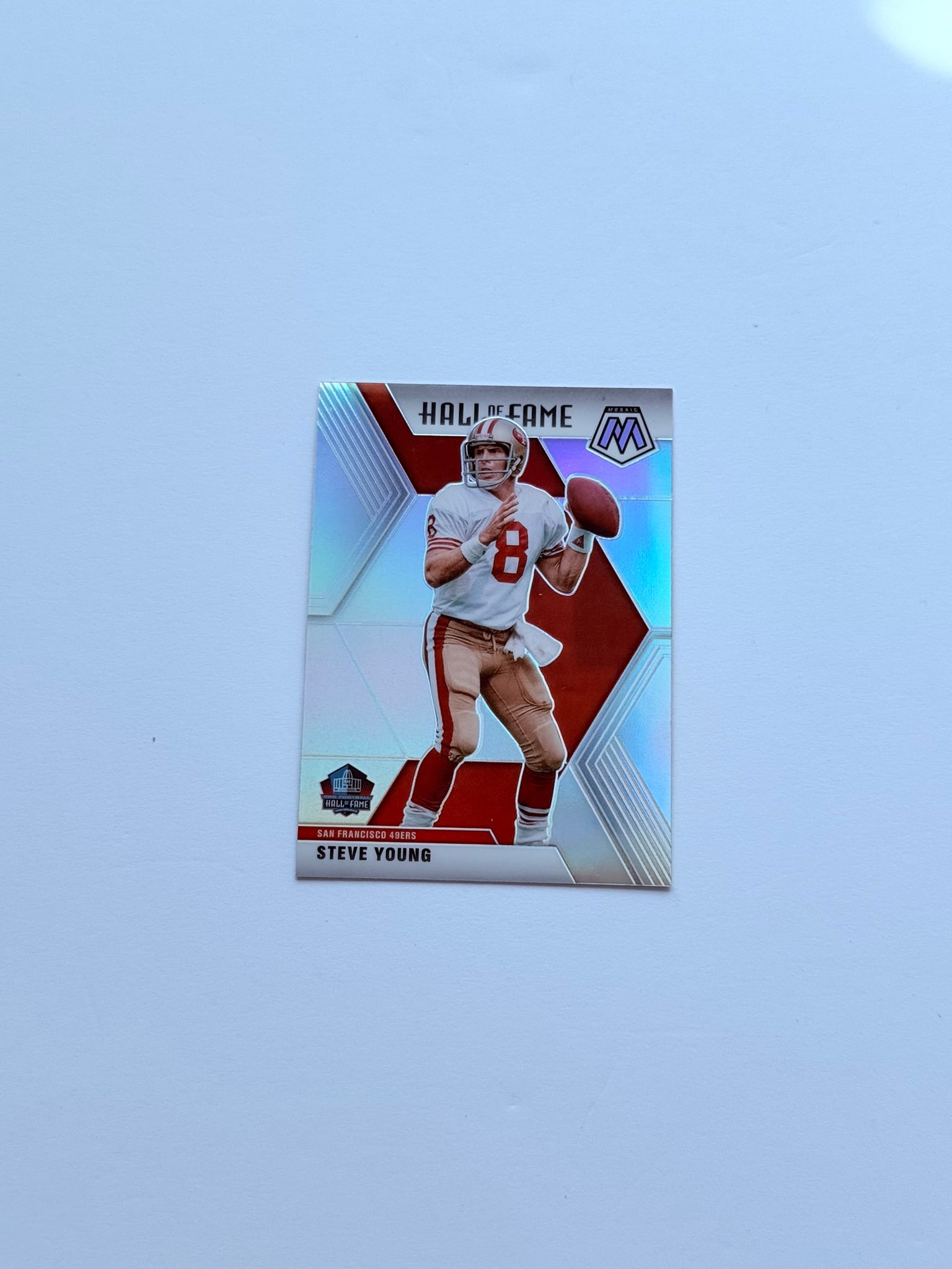 2020 Panini Mosaic Hall of Fame Steve Young Silver Mosaic #291 San Francisco 49ers: Hall of Fame Mosaic parallel featuring 49ers legend