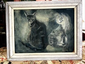 Sterling Strauser Portrait of Two Cats Oil Painting Pennsylvania Artist (1 of 5)