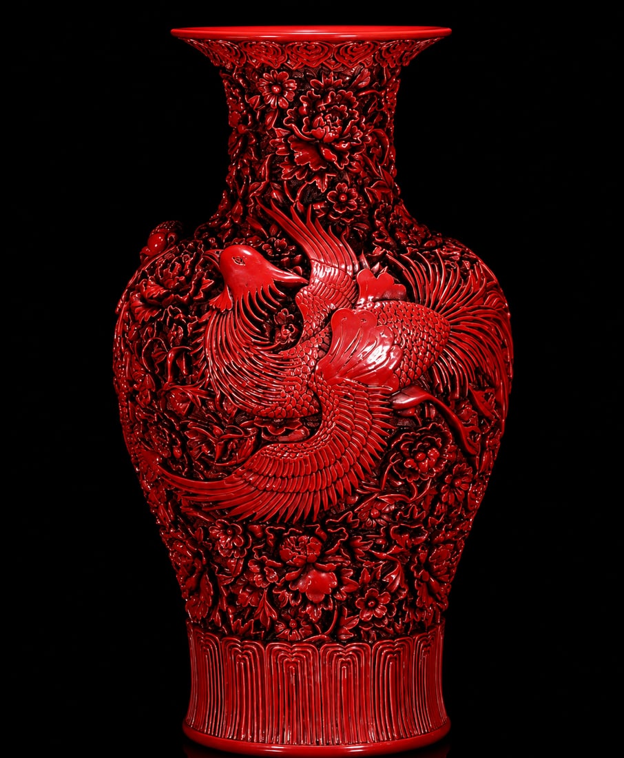 Qianlong-Marked Famille-Rose Mountain Landscape Bottle Vase (1 of 5)
