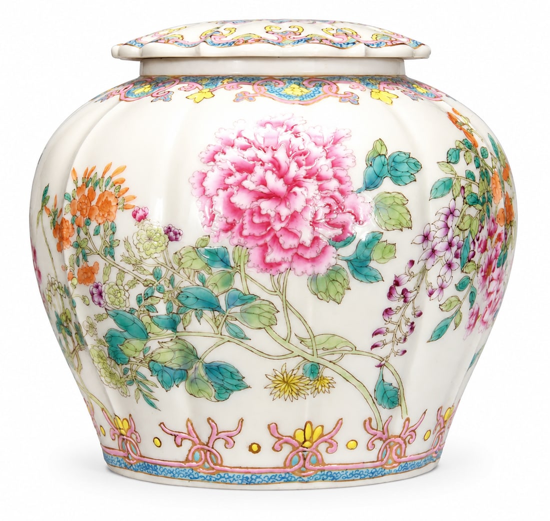 Qianlong-Marked Fencai Floral & Bird Porcelain Jar: Qianlong-Marked Fencai Floral & Bird Porcelain Jar. This finely crafted Chinese decorative work features traditional motifs and detailed handwork in Porcelain Origin : China. The composition reflects 