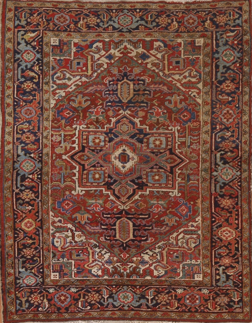 Pre-1900 Heriz Serapi Antique Wool Rug, Vegetable-Dyed, MPR-12762 (1 of 12)
