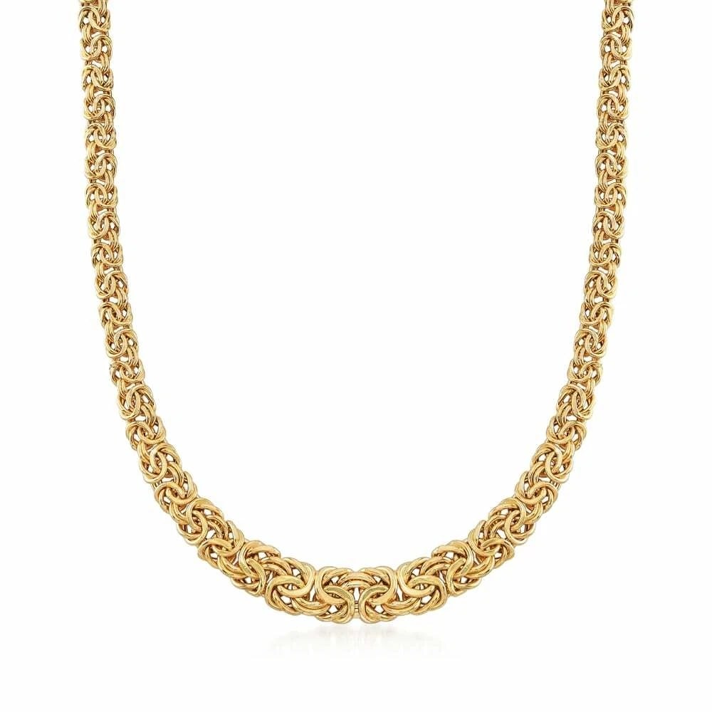 18K Yellow Gold Graduated Byzantine Chain Necklace, 18 in (1 of 4)