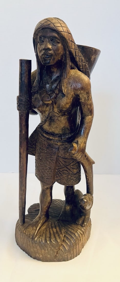 Vintage Philippine Folk Art Carved Wood Tribal Woman Figurine (1 of 10)