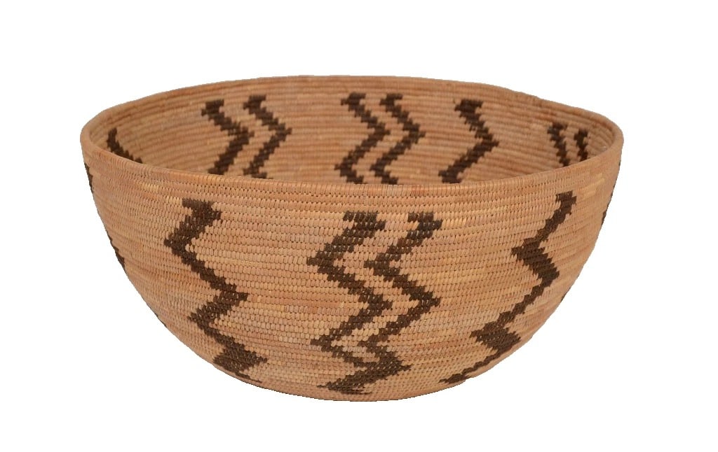 Antique Mono Basket by Molly Chepo, Lightning Motif, c. 1910-1925 (1 of 6)