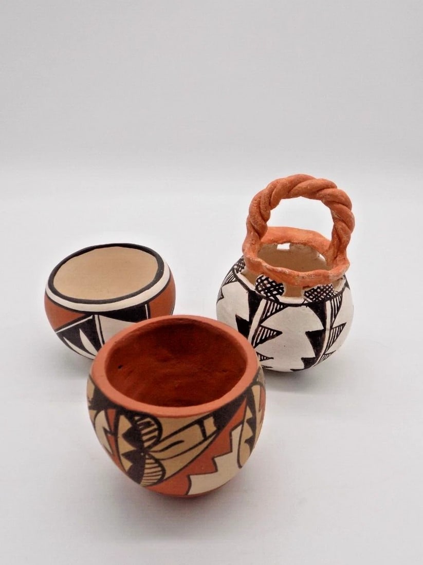 Three Miniature Acoma Pueblo Decorative Pots (1 of 6)