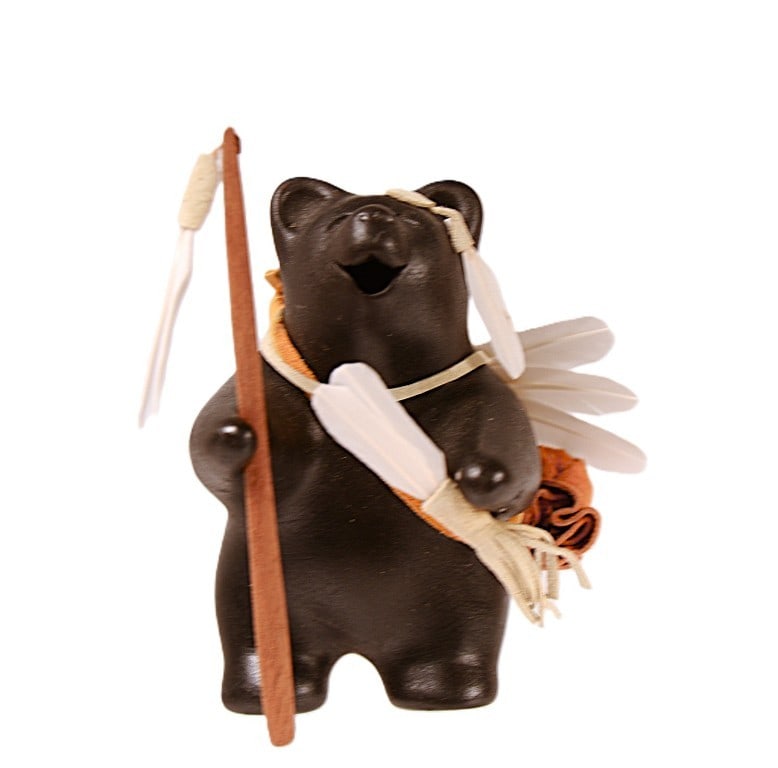 Randy Chitto Choctaw Black Bear Pottery Figure, Late 20th Century (1 of 12)