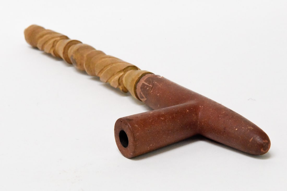 Northern Plains Calinite Pipe with twisted wooden calumet (1 of 6)