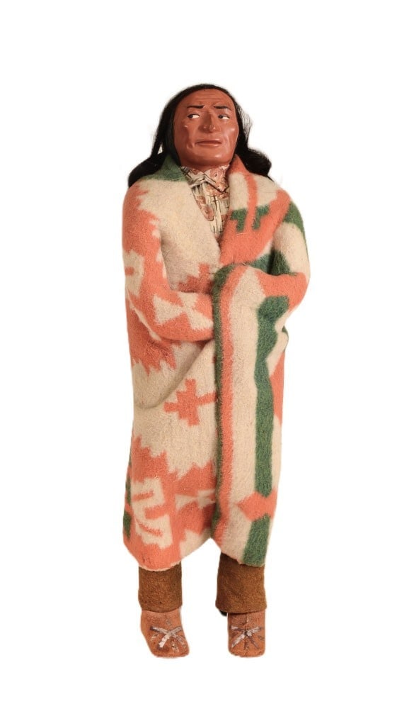 Large Skookum Doll with Blanket Wrap and Seed Bead Necklace, 21 in (1 of 5)