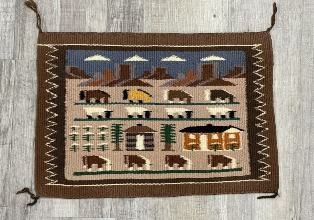 Navajo Pictorial Rug Depicting Navajo Life, ca. 1980 (1 of 5)