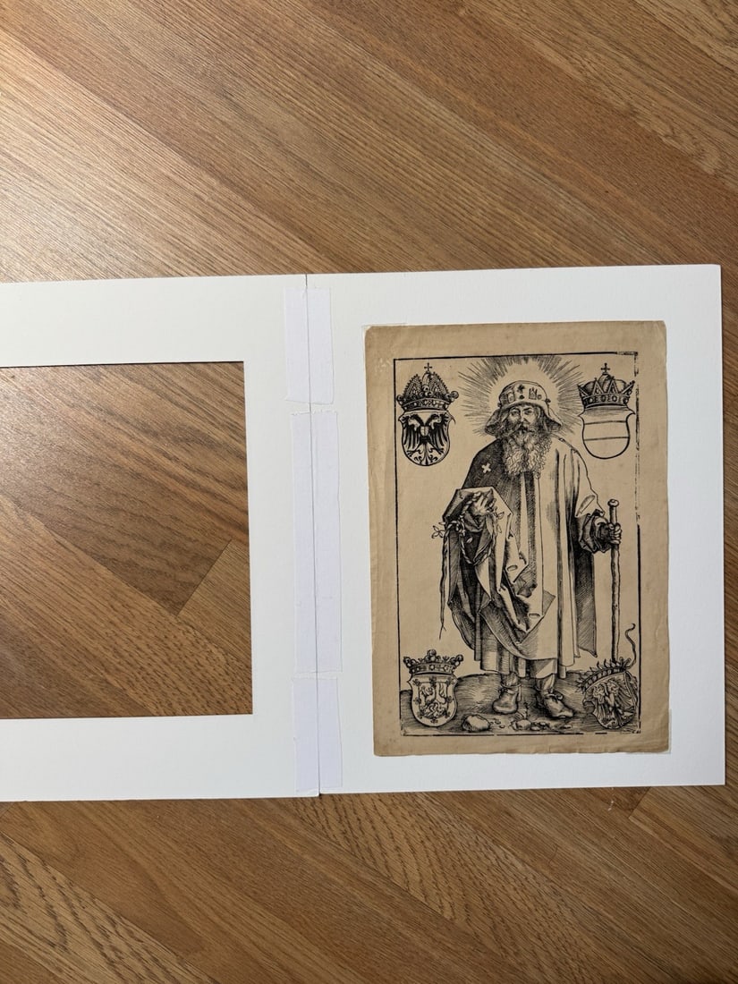 After Albrecht Dürer – Johann Stabius as Saint Coloman – Woodcut, B.106: After Albrecht Dürer (1471–1528, Germany), Johann Stabius as Saint Coloman. Woodcut reproducing the named composition and referencing Bartsch 106 / Meder 232. “After” refers to a print that