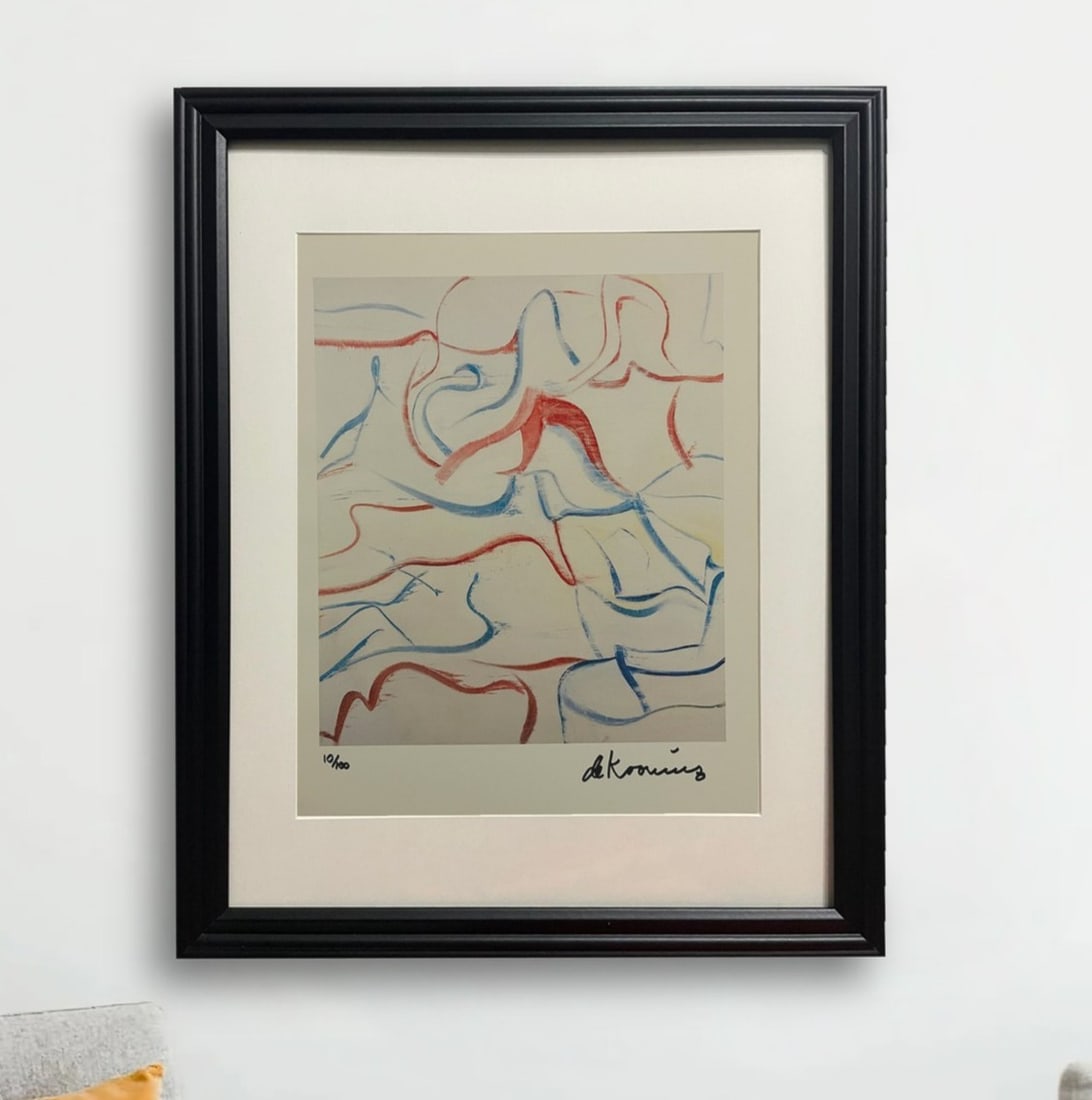 After Willem de Kooning – Recent Paintings 1983–1986 – Print, 10/100: After Willem de Kooning (1904–1997), Recent Paintings 1983–1986. Print dated 1987 and bearing the edition notation 10/100. “After” refers to a print that reproduces or interprets a work as