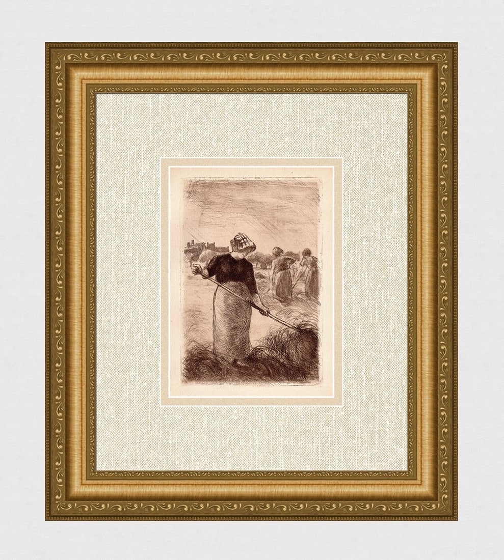 Camille Pissarro The Haymakers 1906 Limited Etching, Framed with COA (1 of 4)