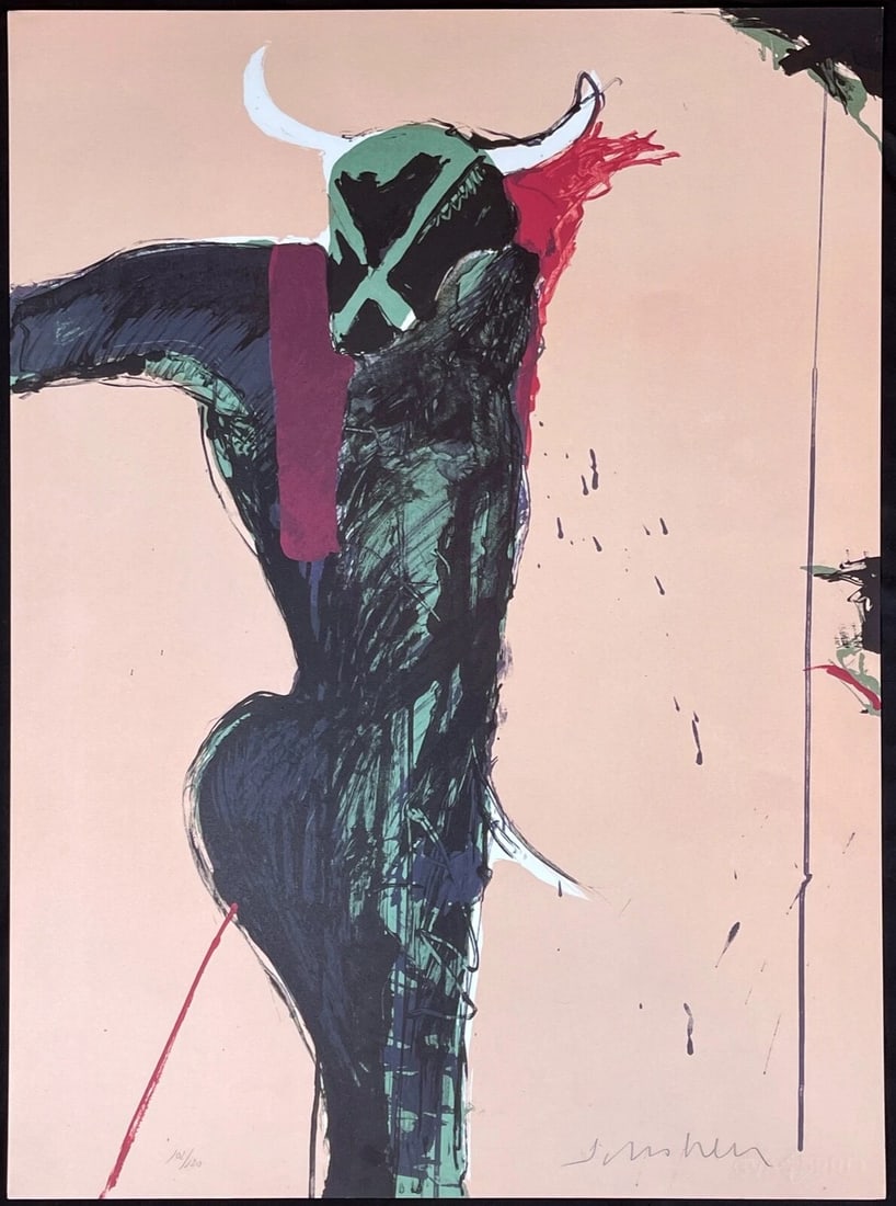 Fritz Scholder Portrait of a Man-Bull Signed Lithograph 102/120 (1 of 5)