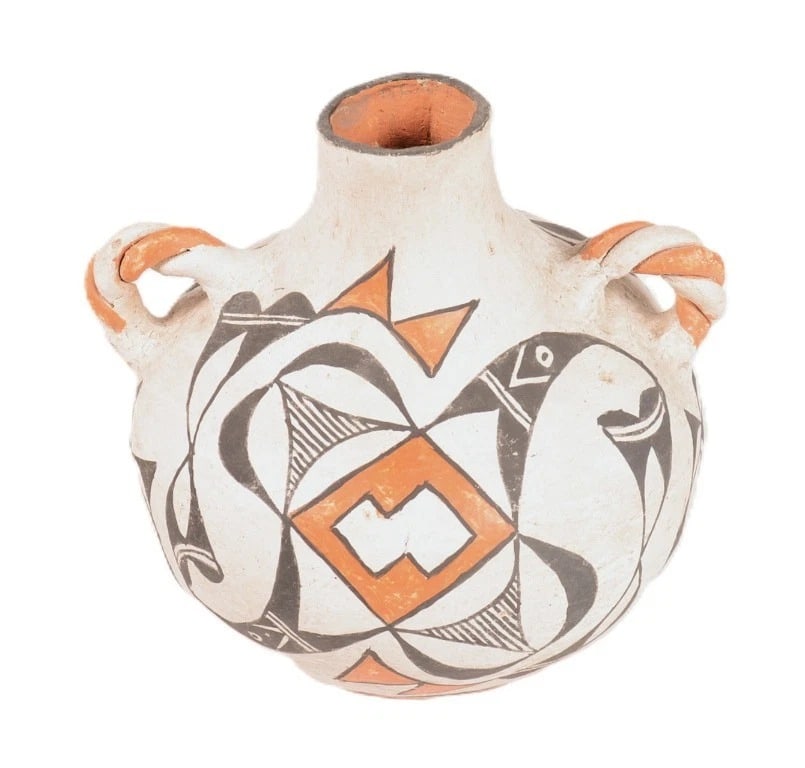 Acoma Pueblo Polychrome Canteen Pottery, ca. 1950 (1 of 9)