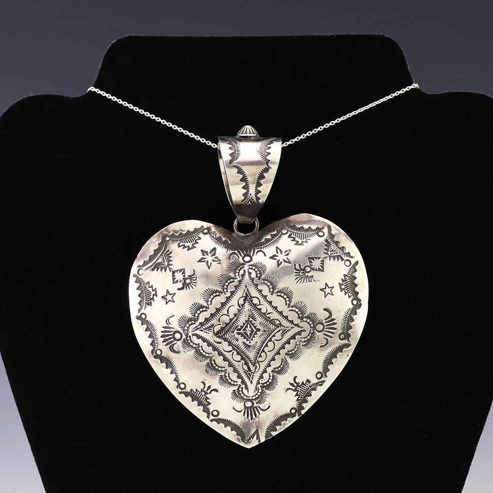 Native American Navajo Sterling Silver Heart Pendant By Vincent Platero (1 of 4)