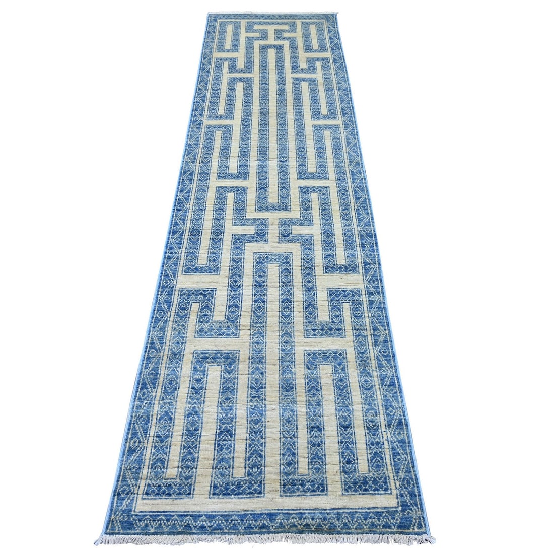 Fine Peshawar Maze Design Wool Runner Rug, 2 ft 5 in x 9 ft 5 in (1 of 4)