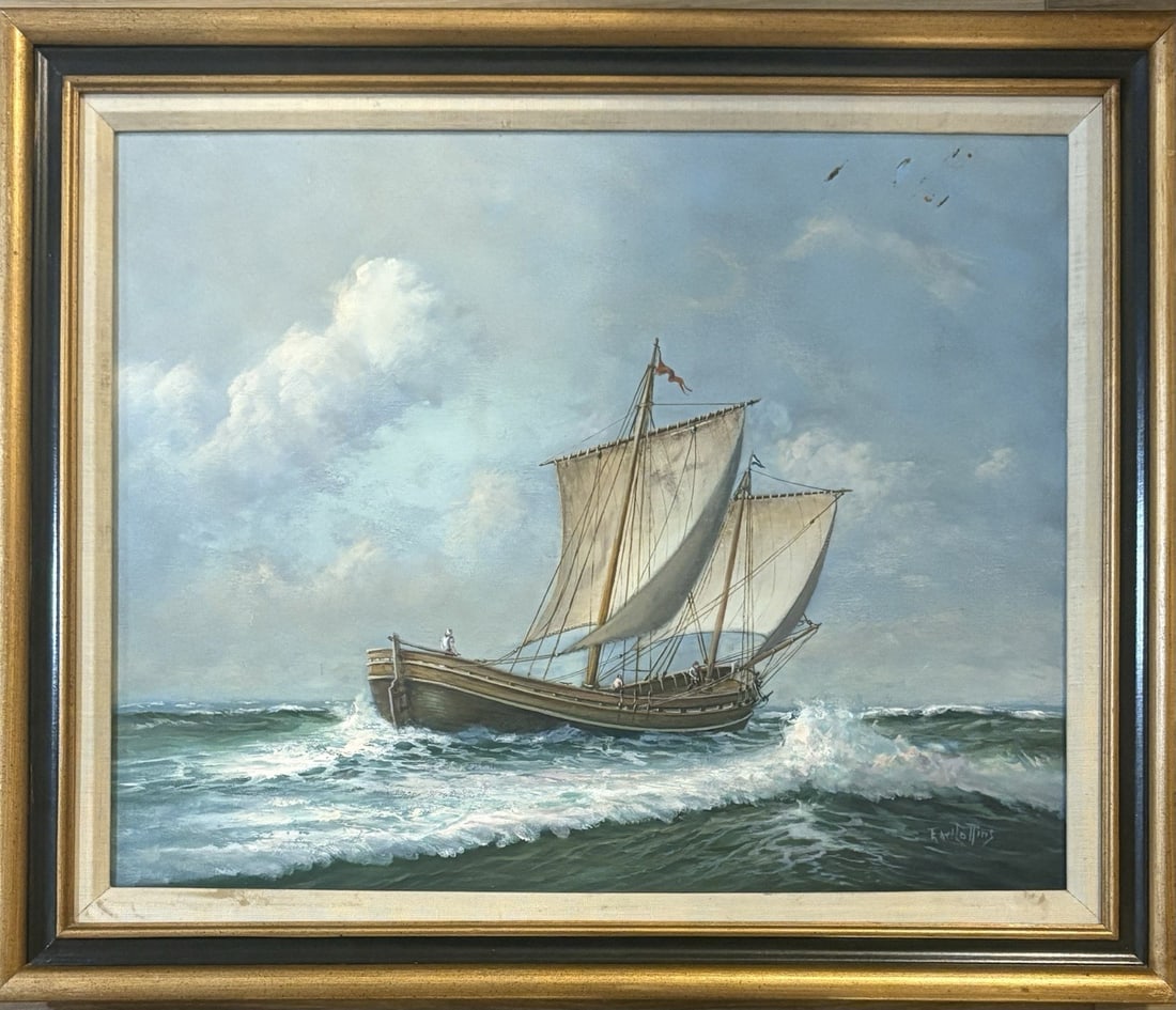 Earl Edward Collins (1925-1992) Oil Painting on Canvas, "Batchelor" (1 of 8)