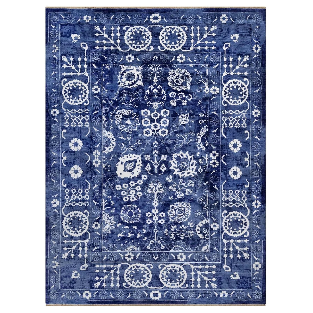 9 ft x 12 ft 1 in Nova Blue Hand Knotted Rug Tebraz with Leaf Design Wool and Silk 92021: 9 ft x 12 ft 1 in Nova Blue Hand Knotted Rug Tebraz with Leaf Design Wool and Silk 92021. 9 ft x 12 ft 1 in Nova Blue Hand Knotted Rug Tebraz with Leaf Design Wool and Silk 92021. Please review all ph