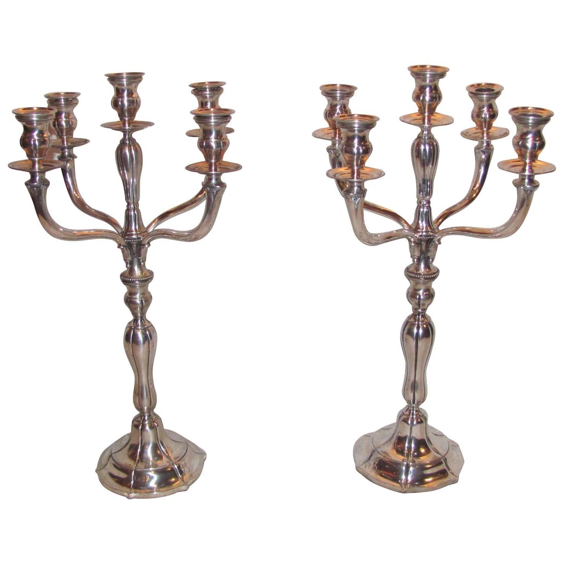 Pair of German .800 Silver Five-Light Candelabra, Circa 1900 (1 of 8)