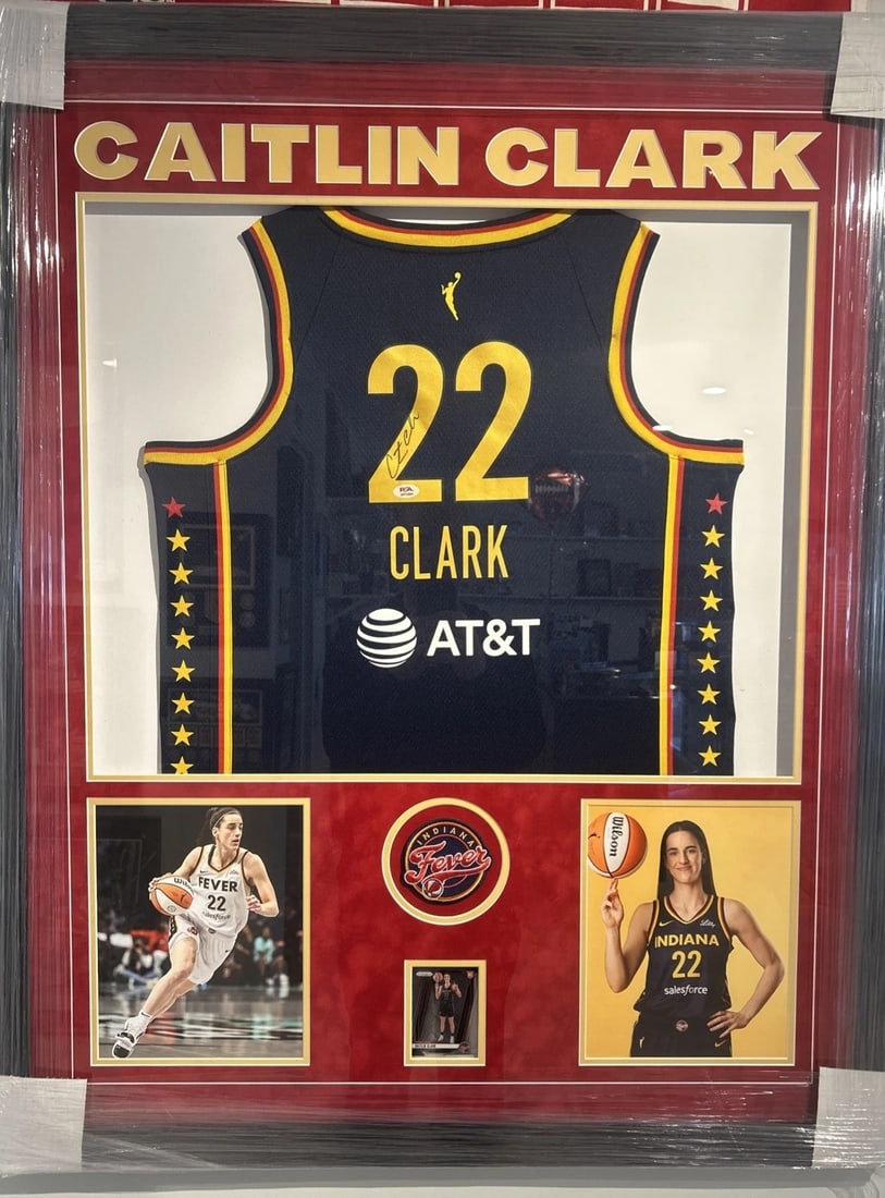 Framed Autographed/Signed Caitlin Clark 35x43 Indiana Fever Jersey PSA COA: Framed Autographed/Signed Caitlin Clark 35x43 Indiana Fever Jersey PSA COA. Condition: See pictures. Additional details: The product is a framed autographed Caitlin Clark Indiana Fever jersey with a P
