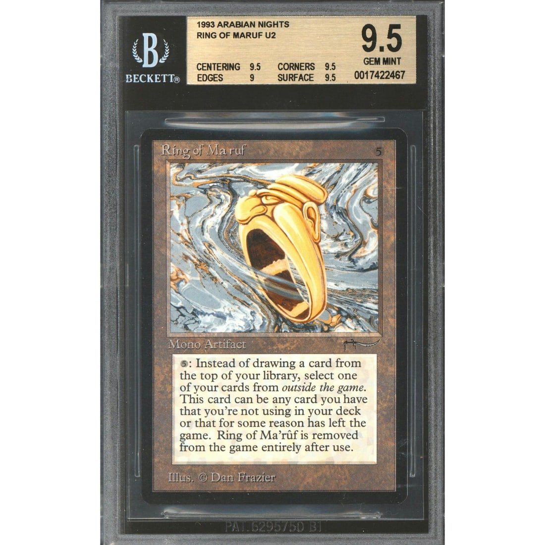 Magic the Gathering Arabian Nights Ring of Maruf BGS 9.5 (9.5, 9.5, 9, 9.5) GEM MINT (1 of 3)