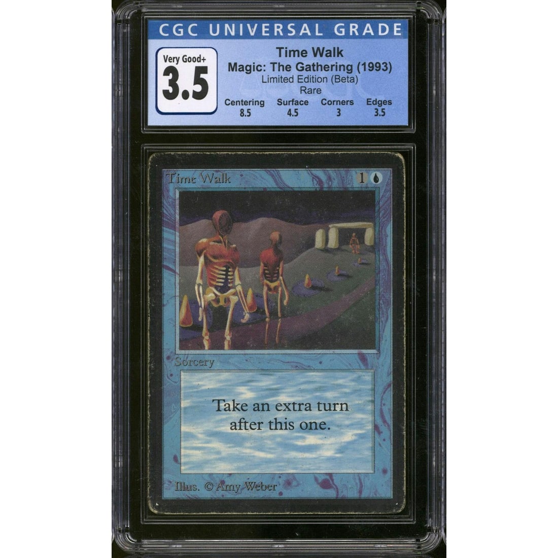 Magic the Gathering Beta Time Walk CGC 3.5 Pedigree MODERATELY HEAVILY PLAYED MP HP (1 of 3)
