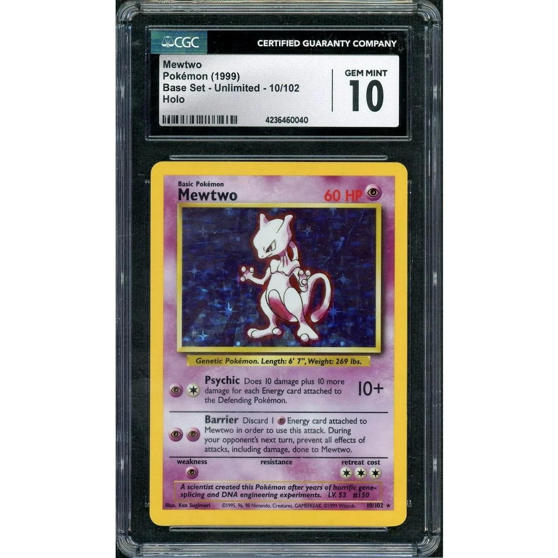 1999 Pokemon Base Set Mewtwo Holo 10/102 CGC 10 (1 of 3)